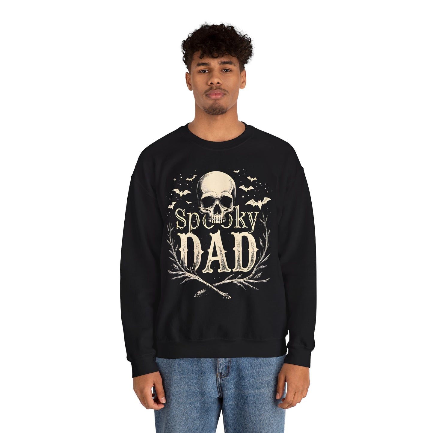 Spooky Skull and Bat Design Dad Themed Sweatshirt