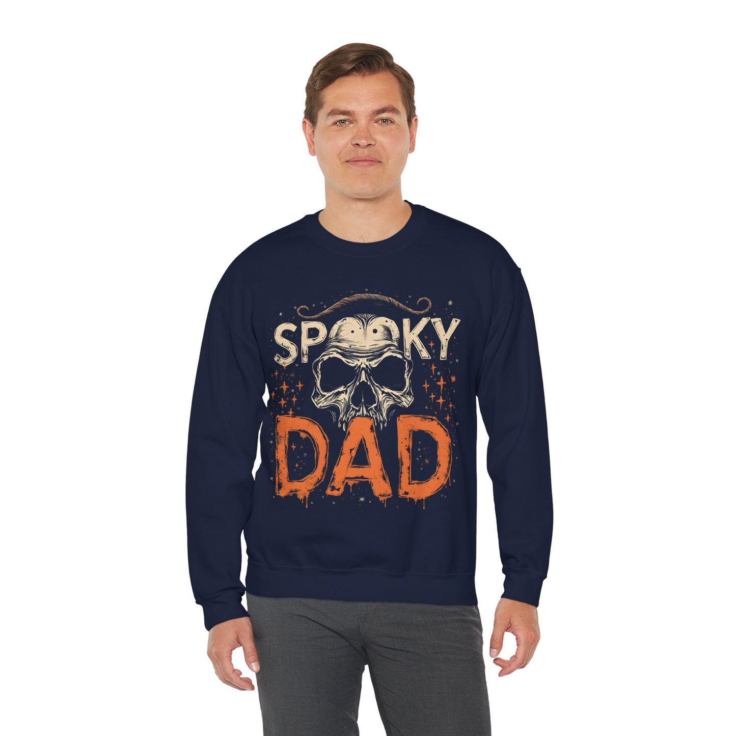 Unique Spooky Dad Vintage Skull Print Sweatshirt