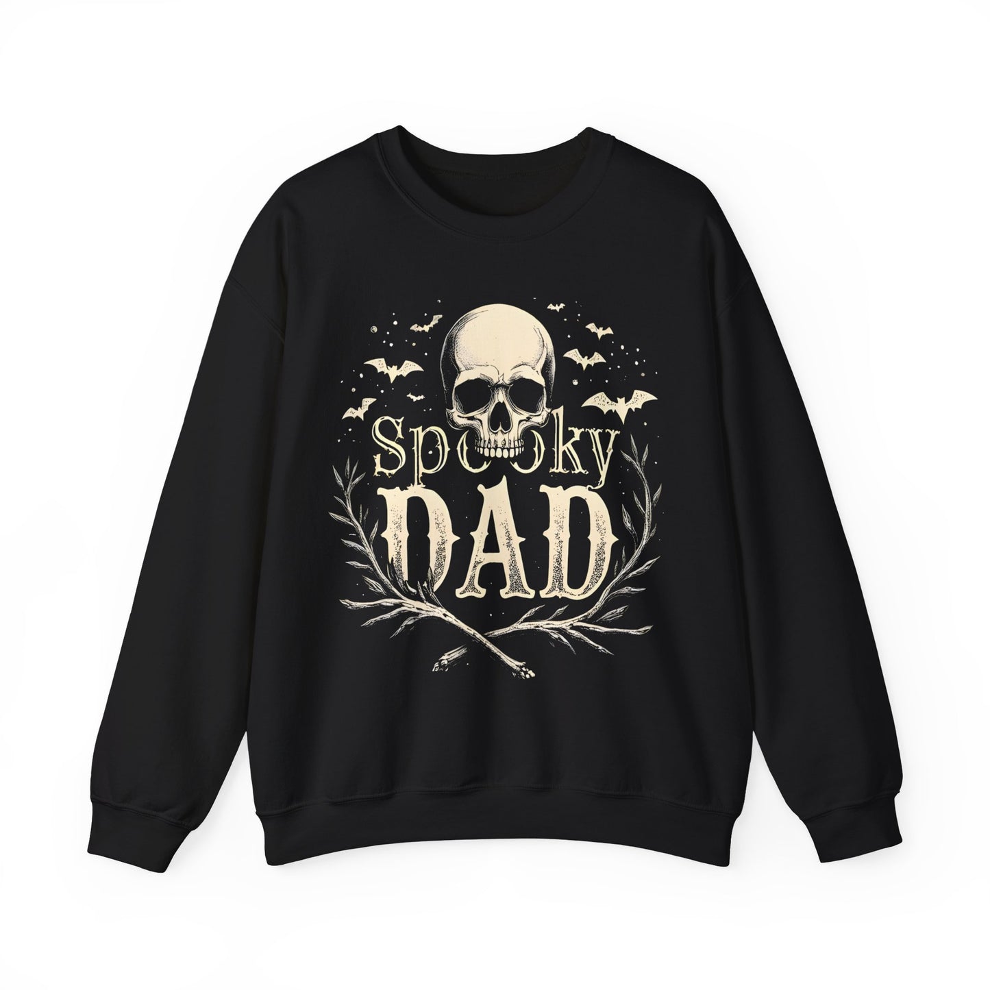 Spooky Skull and Bat Design Dad Themed Sweatshirt