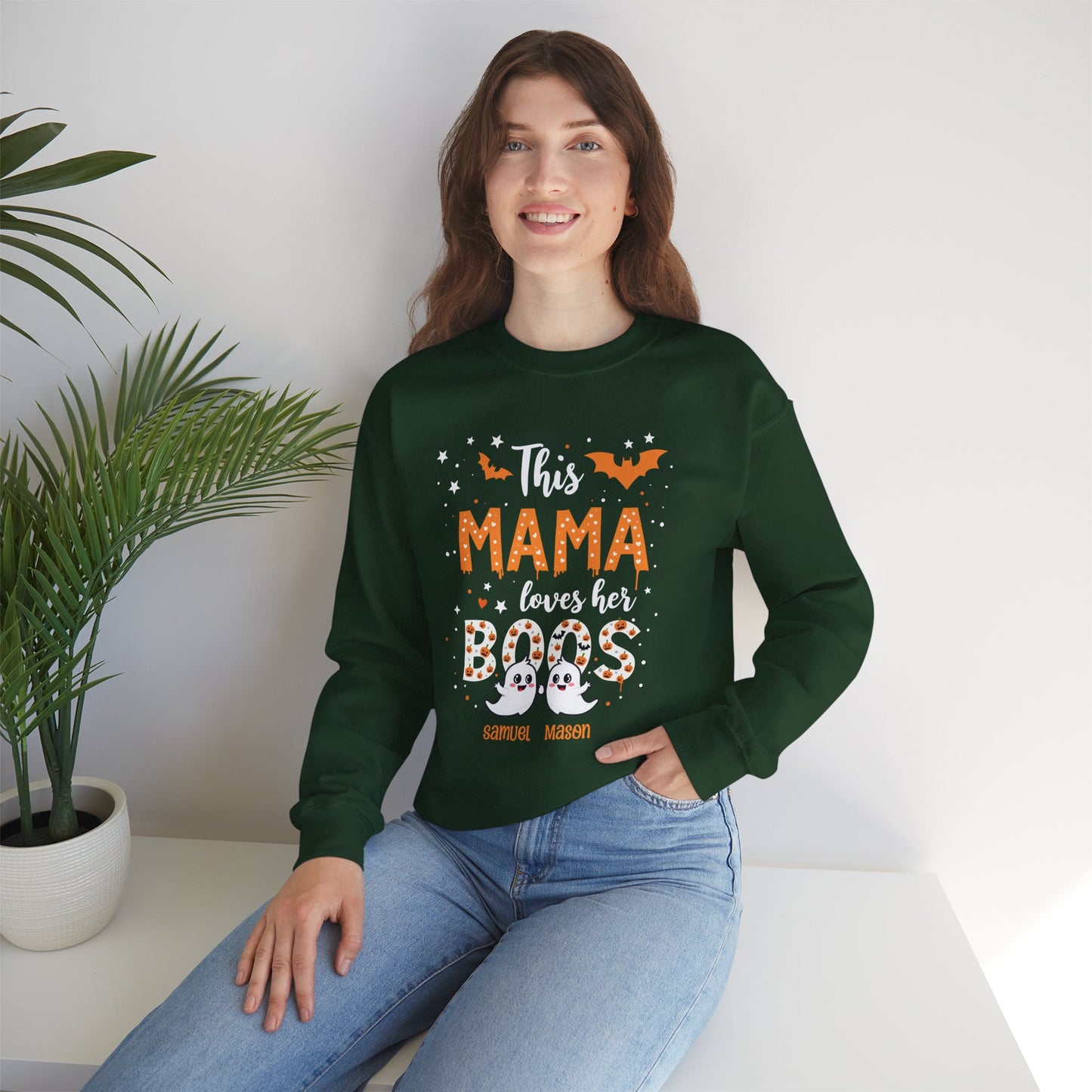 Personalized Halloween Sweatshirt with Two Ghosts