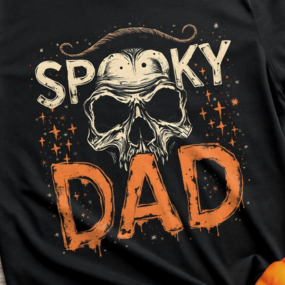 Unique Spooky Dad Vintage Skull Print T-Shirts