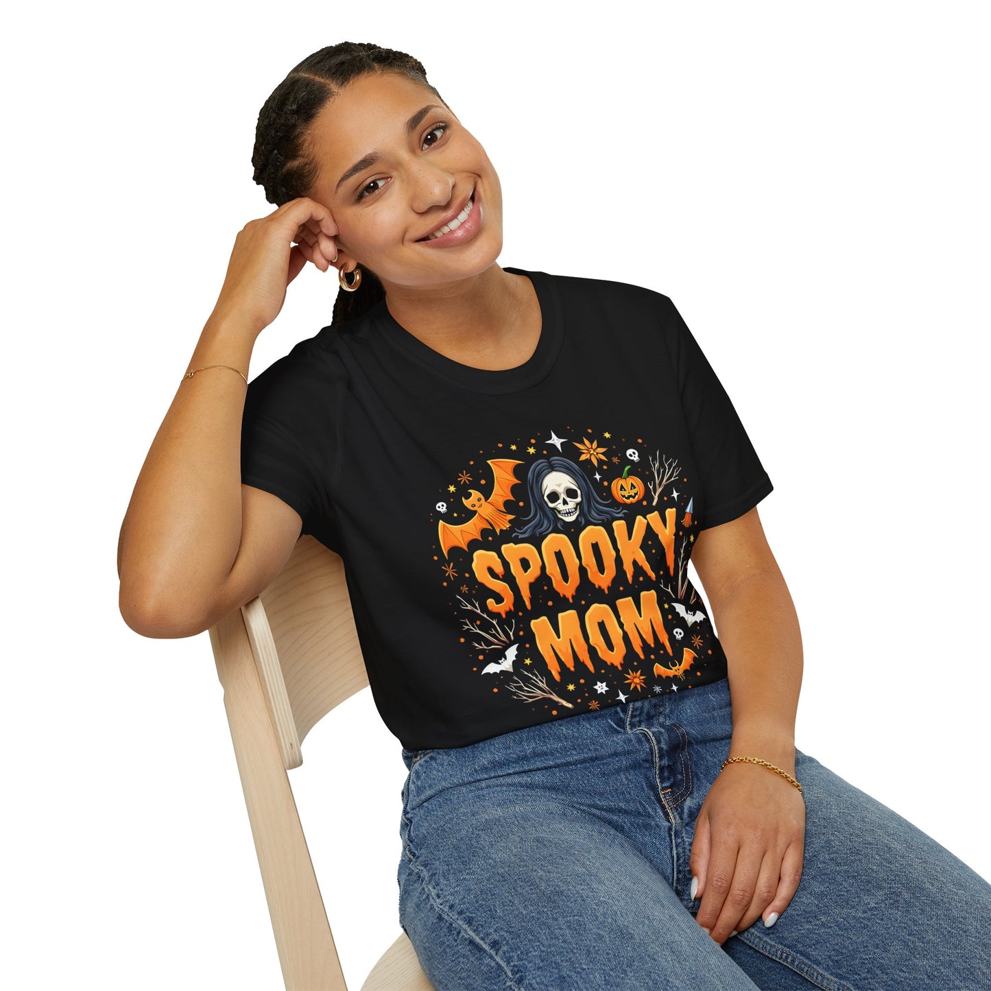 Spooky Mom Halloween Graphic Tees for Women T-Shirts