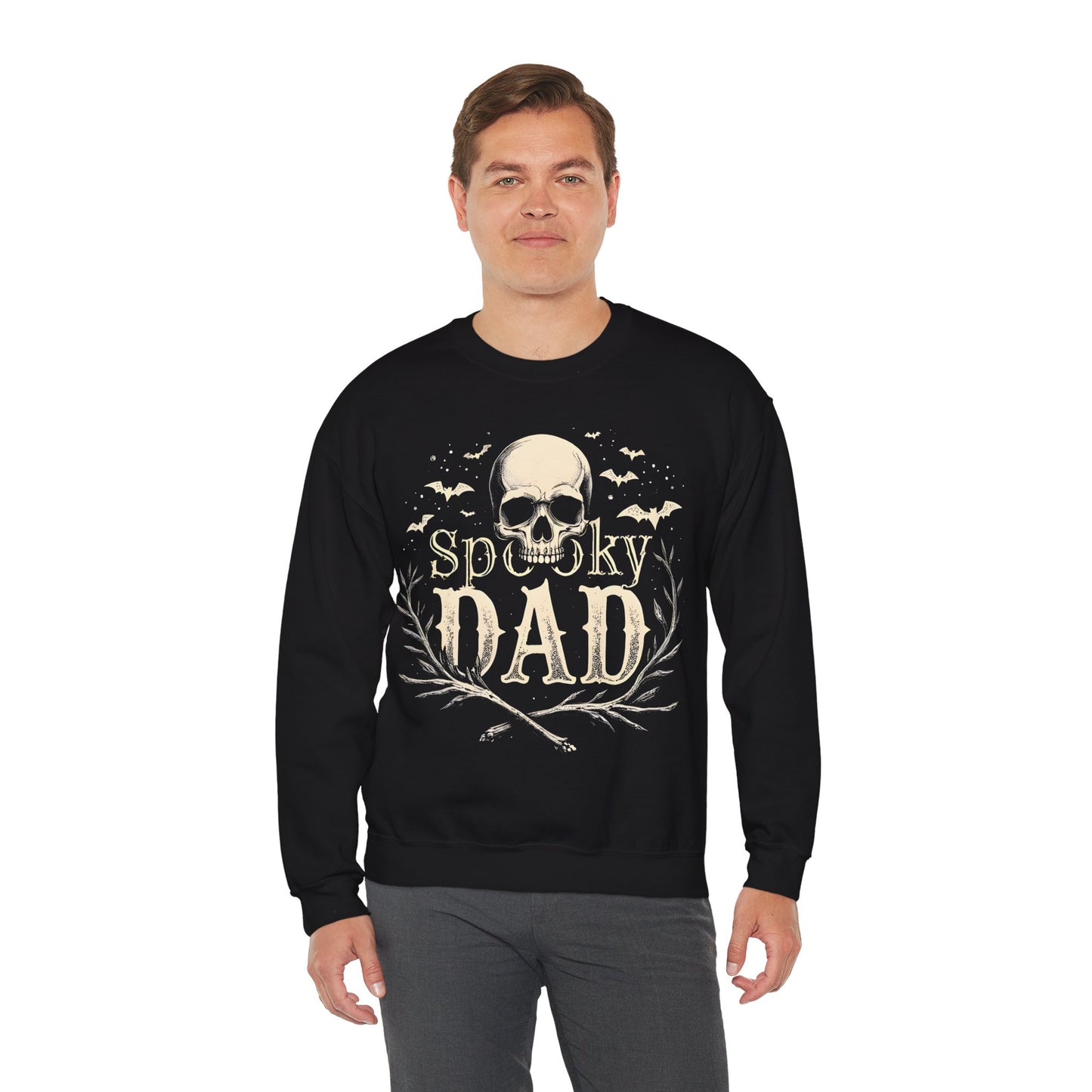 Spooky Skull and Bat Design Dad Themed Sweatshirt