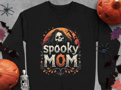 Unique Spooky Mom Graphic Design Halloween Sweatshirt