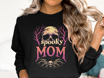 Spooky Mom Skull and Tree Design Sweatshirt