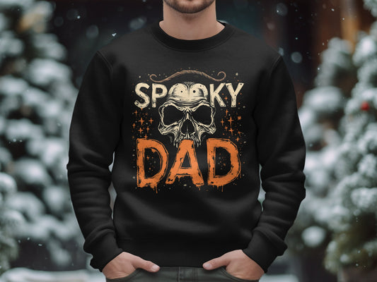 Unique Spooky Dad Vintage Skull Print Sweatshirt