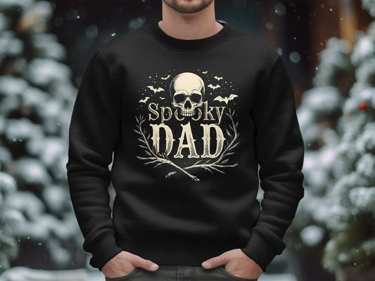 Spooky Skull and Bat Design Dad Themed Sweatshirt