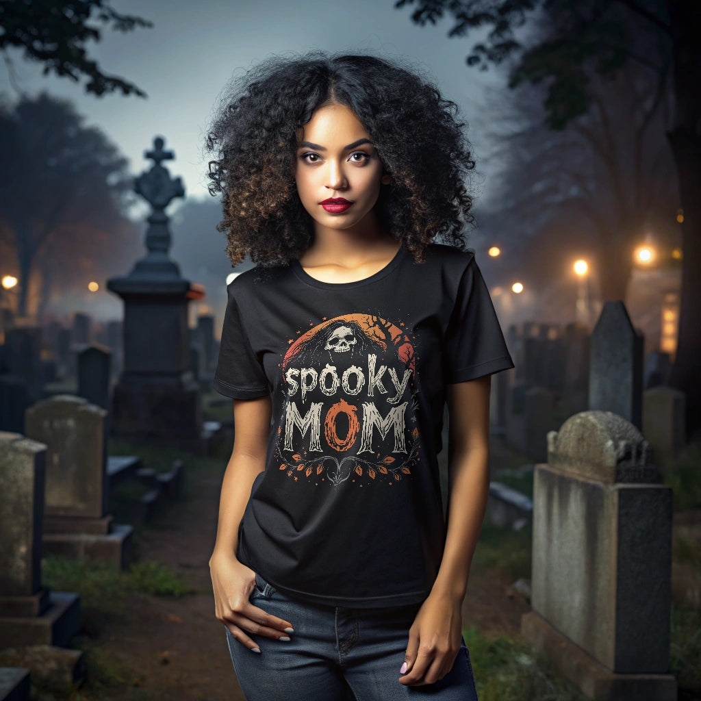 Unique Spooky Mom Graphic Design Halloween T-Shirts