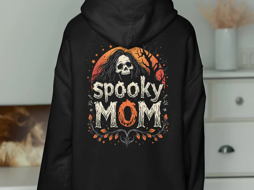 Unique Spooky Mom Graphic Design Halloween Hoodie