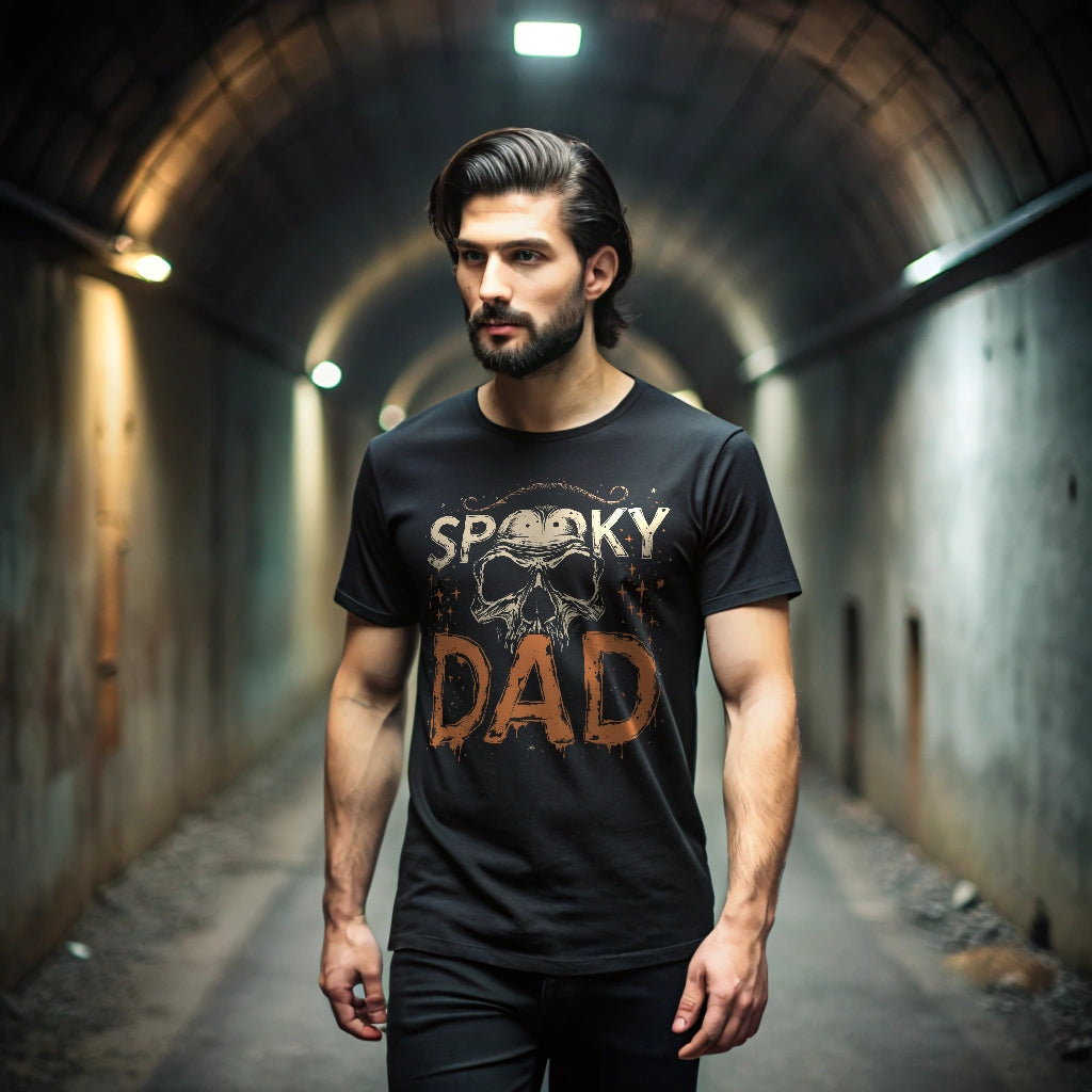 Unique Spooky Dad Vintage Skull Print T-Shirts